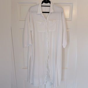 White ButtonDown Swim Coverup, OSFM, 100% Cotton
